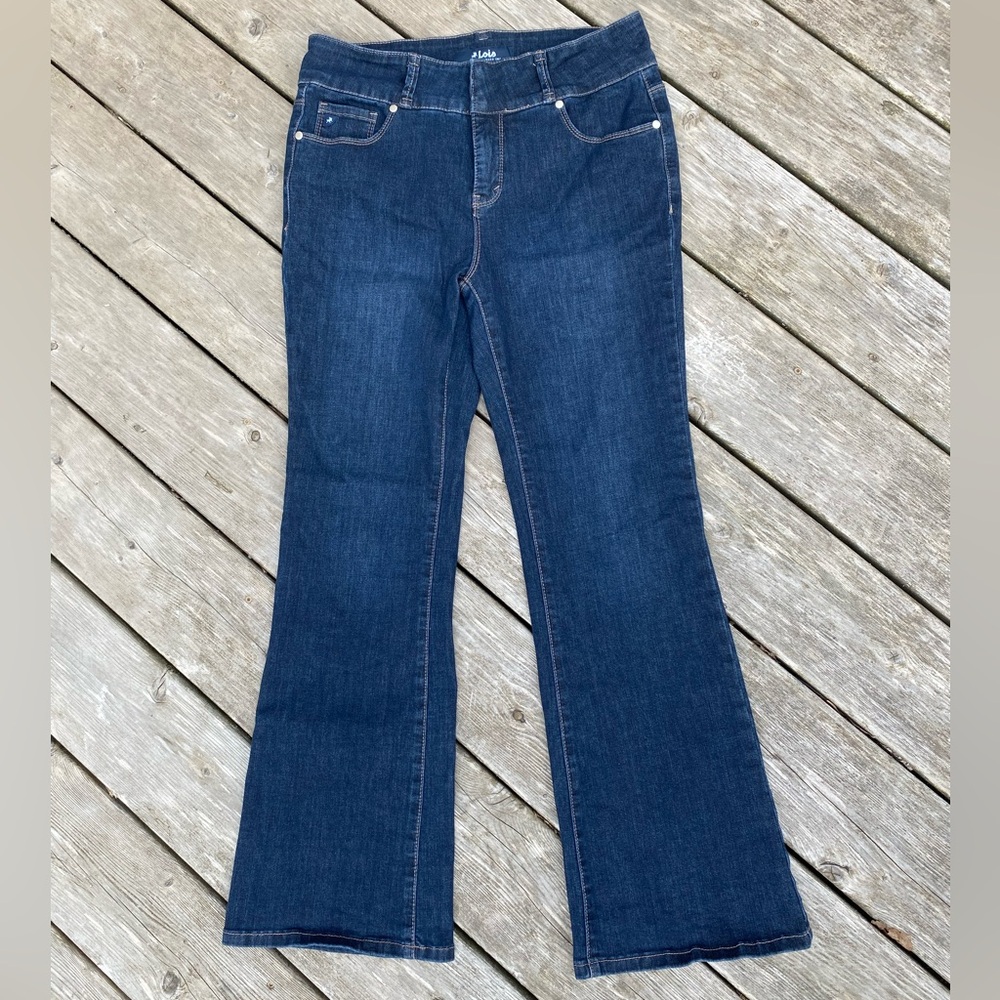 NWOT Lois, Erika Flare, High Rise, Dark Blue, Stretch Denim, Size 30
